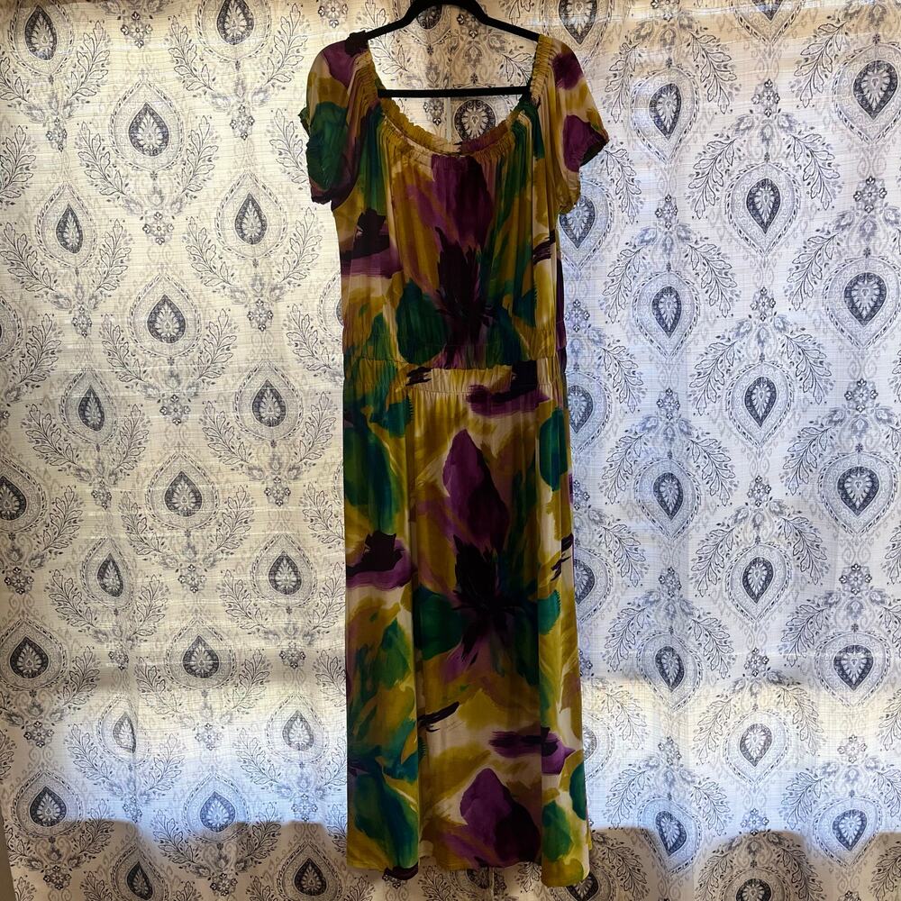 Jessica London Purple Abstract Maxi Dress Size‎ Large